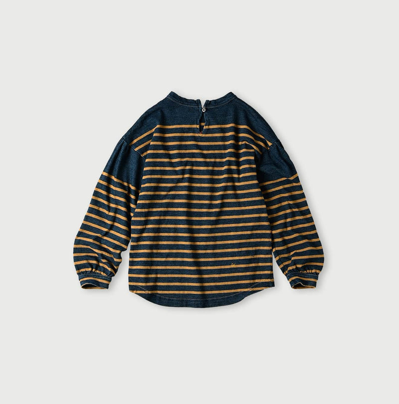 45R Indigo Kageironando Basque Puff Sleeve T-shirt