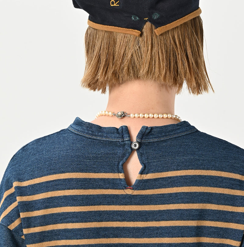 45R Indigo Kageironando Basque Puff Sleeve T-shirt