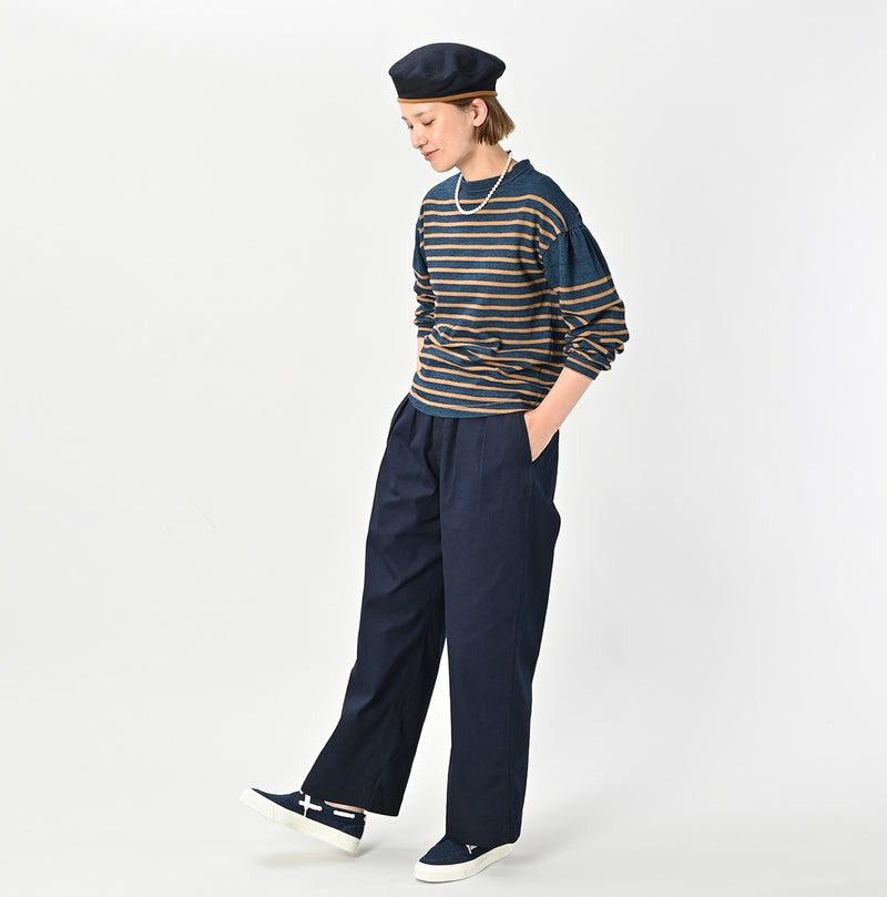 45R Indigo Kageironando Basque Puff Sleeve T-shirt