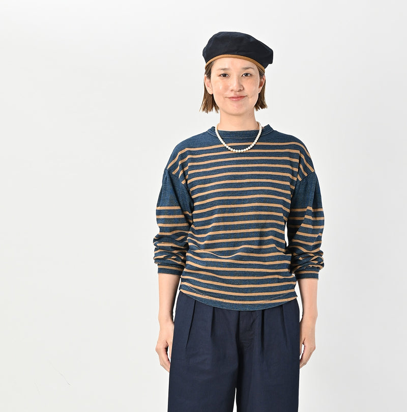 45R Indigo Kageironando Basque Puff Sleeve T-shirt