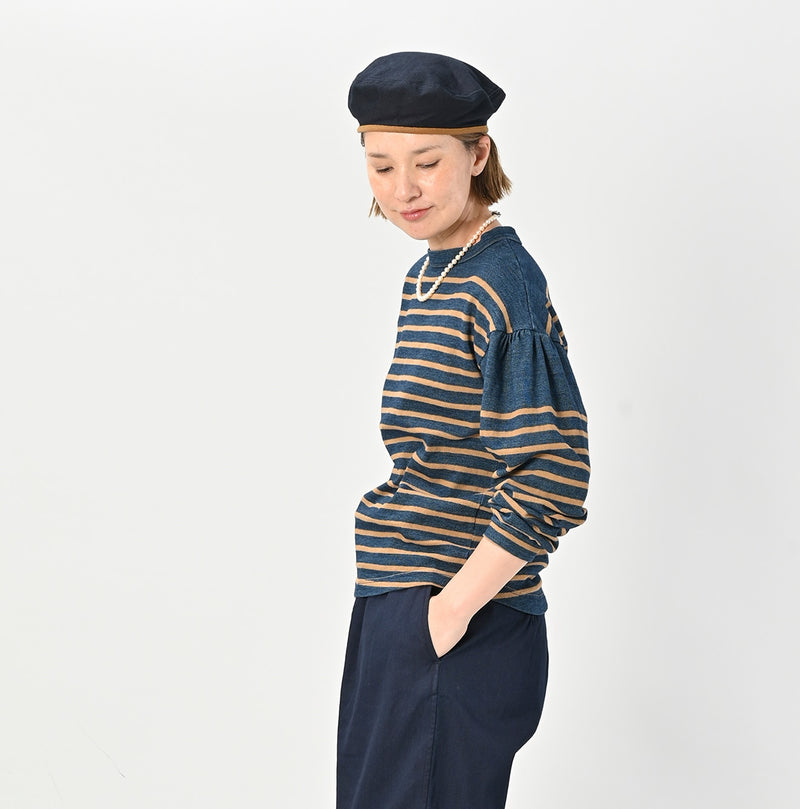 45R Indigo Kageironando Basque Puff Sleeve T-shirt