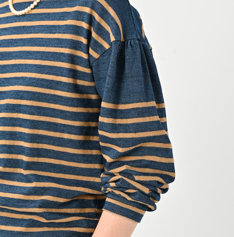 45R Indigo Kageironando Basque Puff Sleeve T-shirt