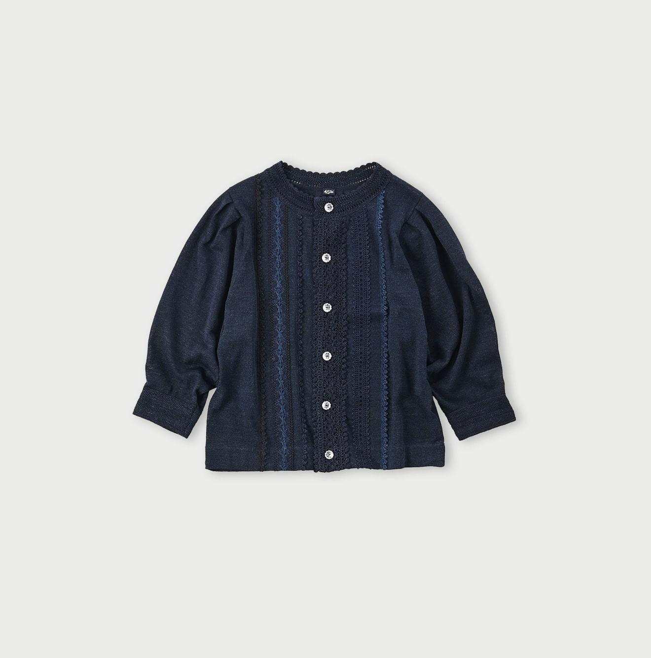 Gypsohila ジプソフィア　 Fleur Cardigan Indigo Gima Lace Puff Sleeve Cardigan – 45R GLOBAL