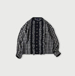 45R Indigo Gigham Jacquard Cardigan
