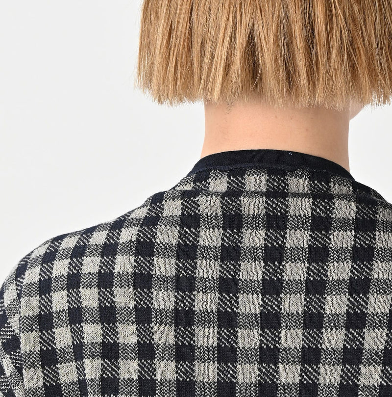 45R Indigo Gigham Jacquard Cardigan - Image 8