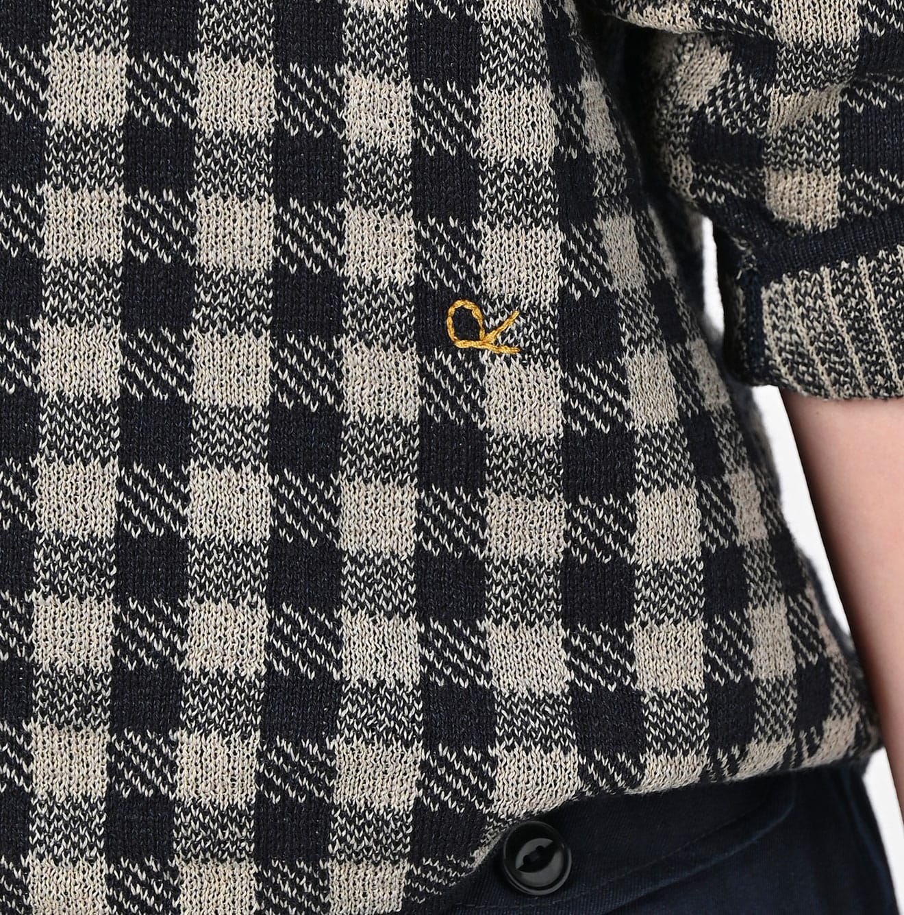 45R Indigo Gigham Jacquard Cardigan - Image 9