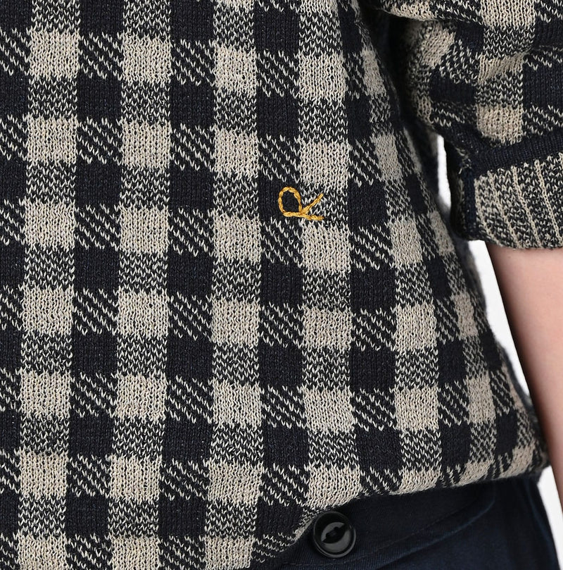 45R Indigo Gigham Jacquard Cardigan - Image 9