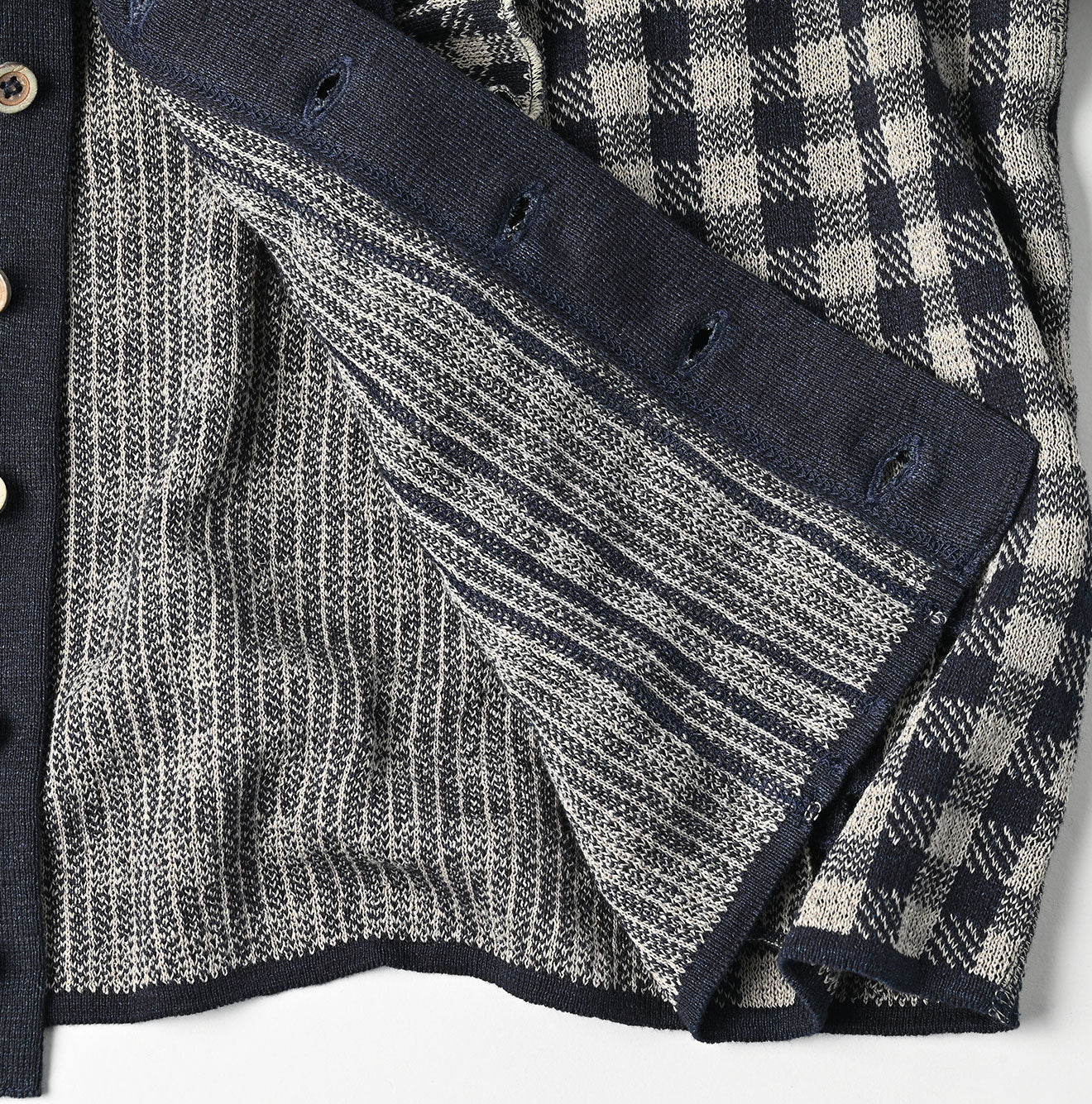 45R Indigo Gigham Jacquard Cardigan