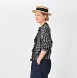 45R Indigo Gigham Jacquard Cardigan