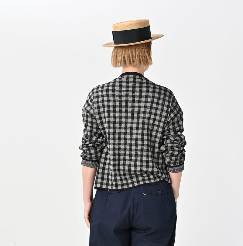 45R Indigo Gigham Jacquard Cardigan - Image 5