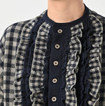 45R Indigo Gigham Jacquard Cardigan