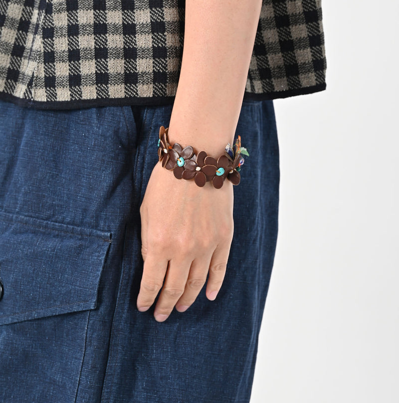 45R Leather Flower Bracelet