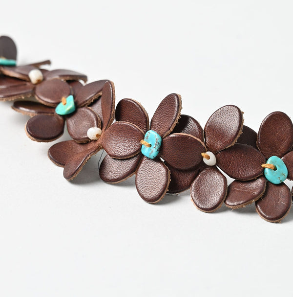 45R Leather Flower Bracelet
