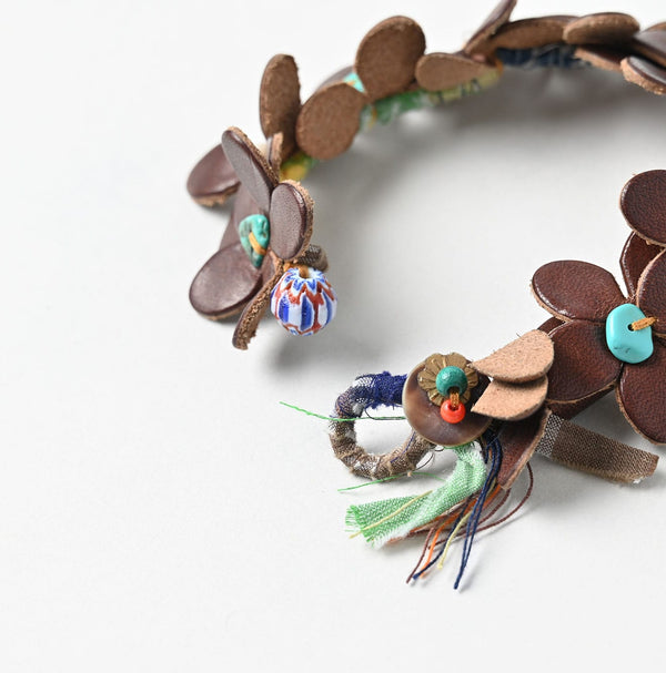45R Leather Flower Bracelet