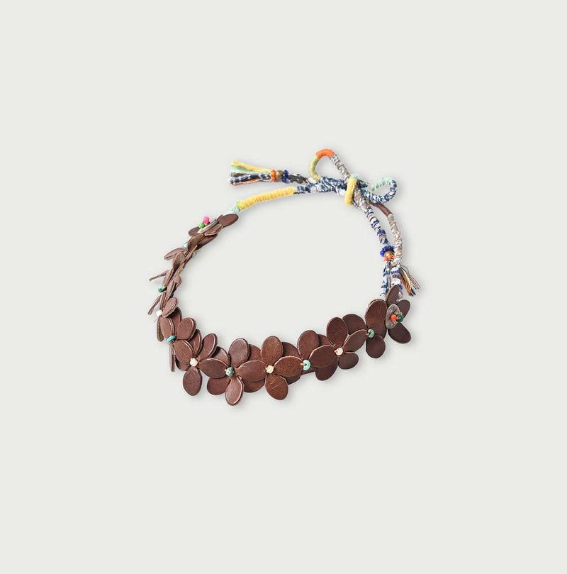 45R Leather Flower Choker - Image 1