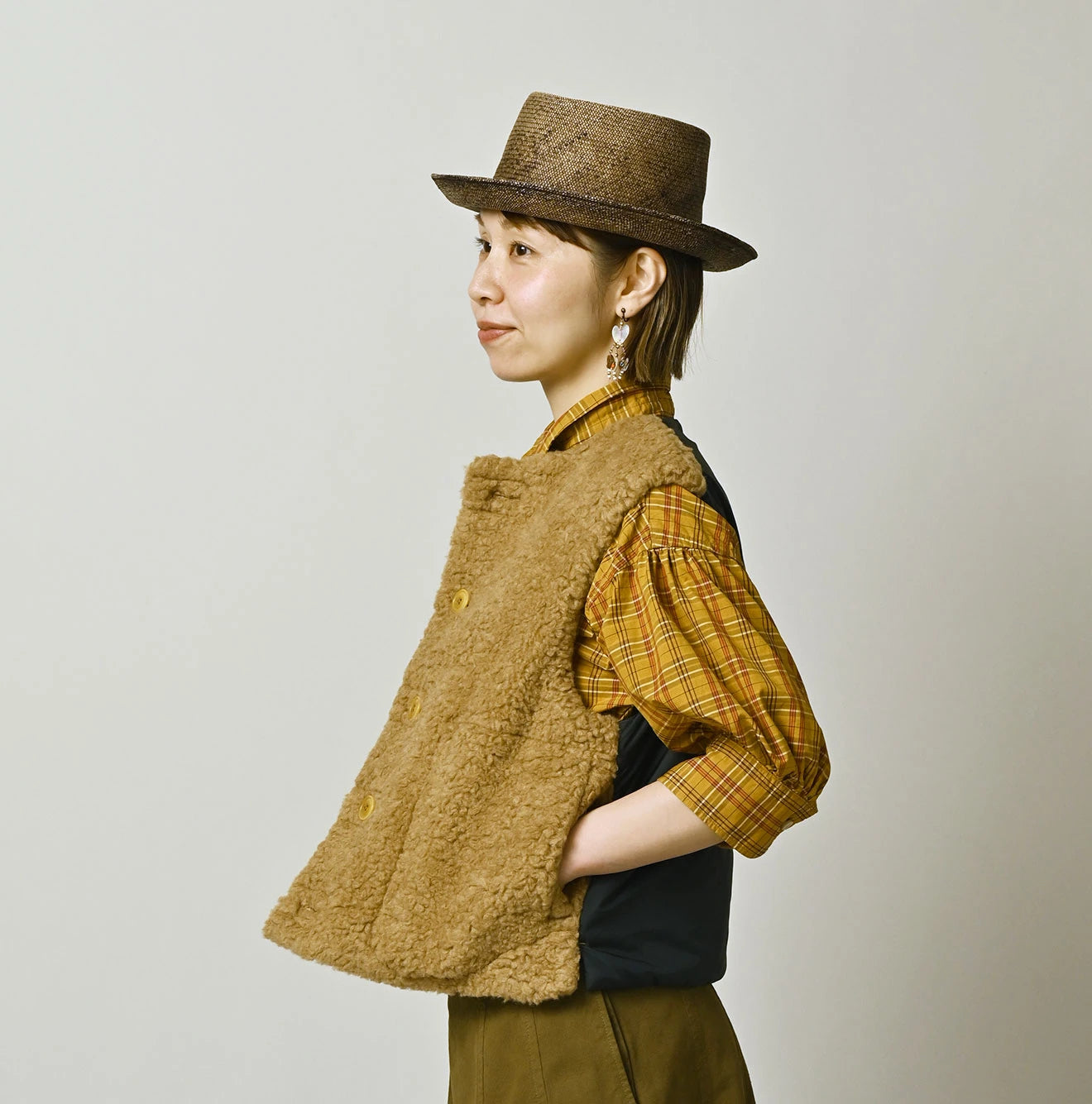 45R Wool Boa x Nylon Vest - Image 17