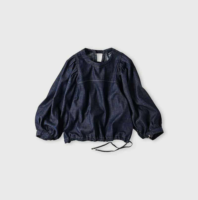 45R 45 Petit Denim Puff Sleeve Blouse