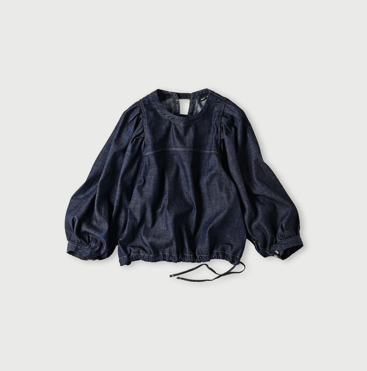 45R 45 Petit Denim Puff Sleeve Blouse