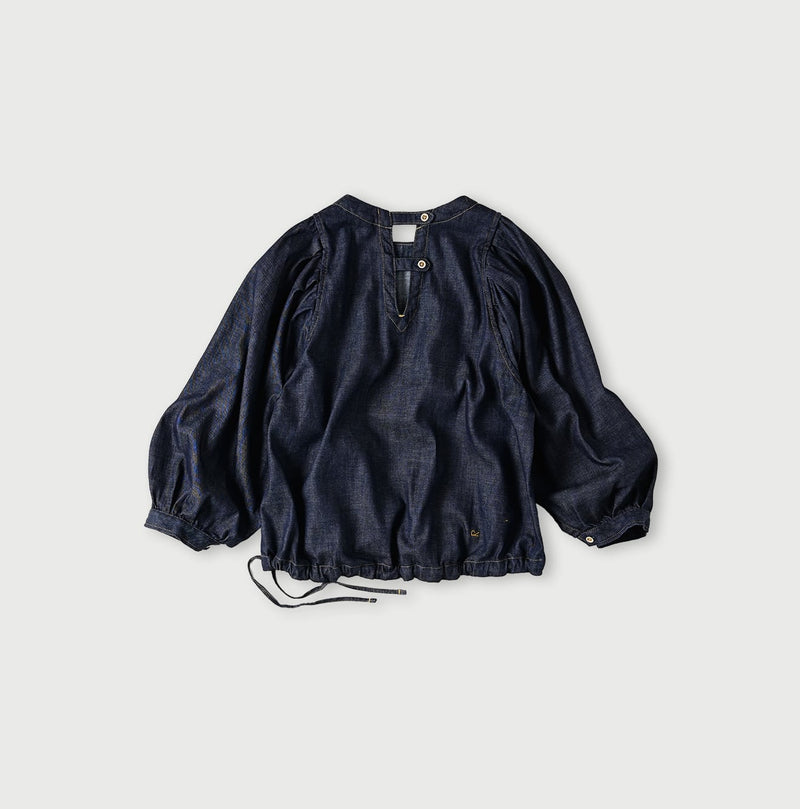 45R 45 Petit Denim Puff Sleeve Blouse