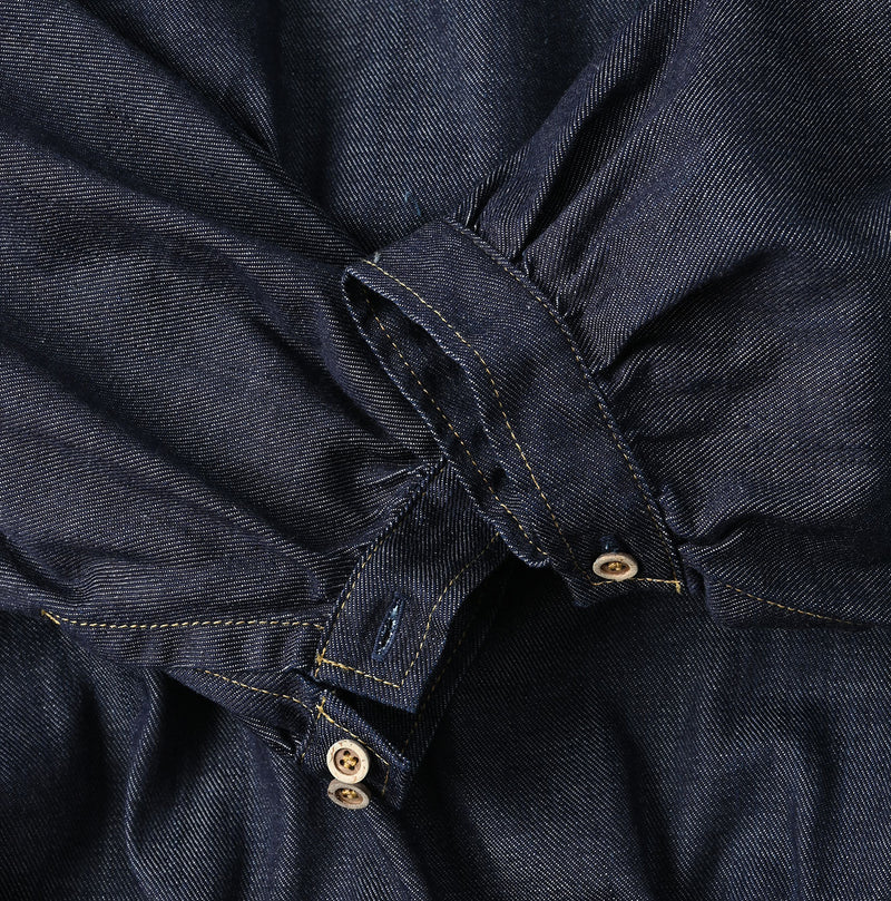 45R 45 Petit Denim Puff Sleeve Blouse