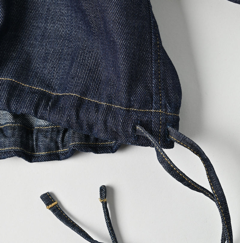 45R 45 Petit Denim Puff Sleeve Blouse