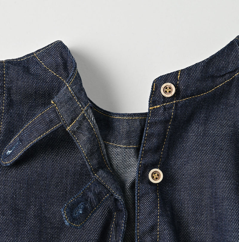 45R 45 Petit Denim Puff Sleeve Blouse