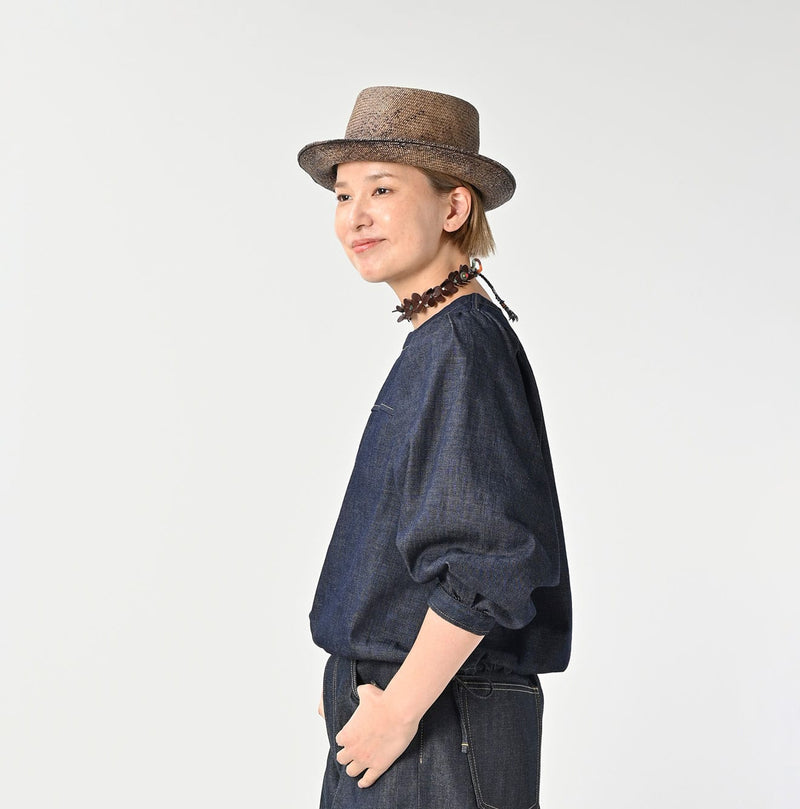 45R 45 Petit Denim Puff Sleeve Blouse