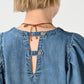 45R 45 Petit Denim Puff Sleeve Blouse Distressed