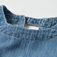 45R 45 Petit Denim Puff Sleeve Blouse Distressed
