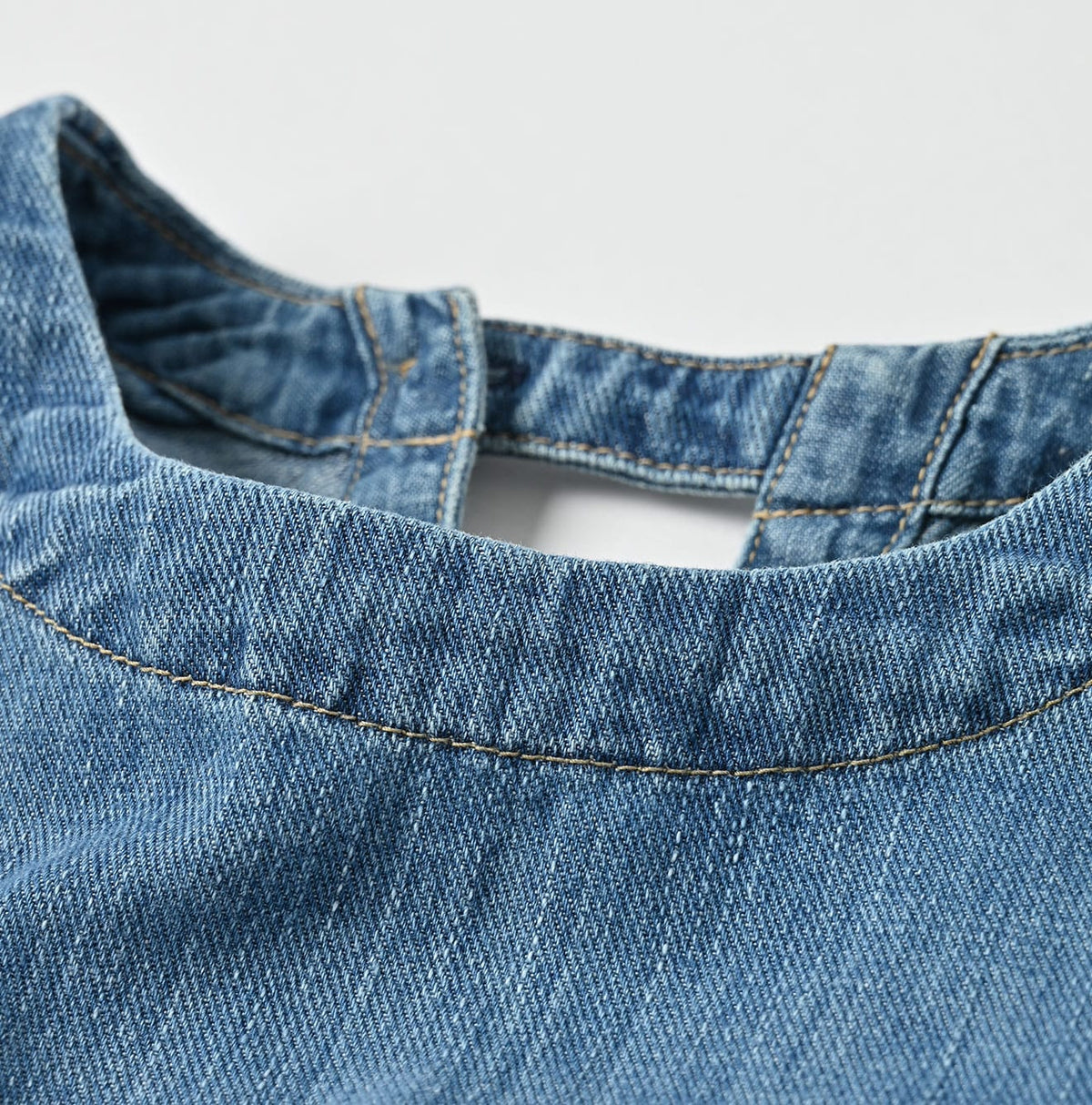 45R 45 Petit Denim Puff Sleeve Blouse Distressed