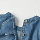 45R 45 Petit Denim Puff Sleeve Blouse Distressed