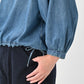 45R 45 Petit Denim Puff Sleeve Blouse Distressed