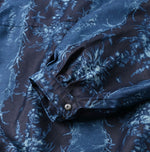45R Indigo Chandelier Flower Print Puff Bridge Blouse