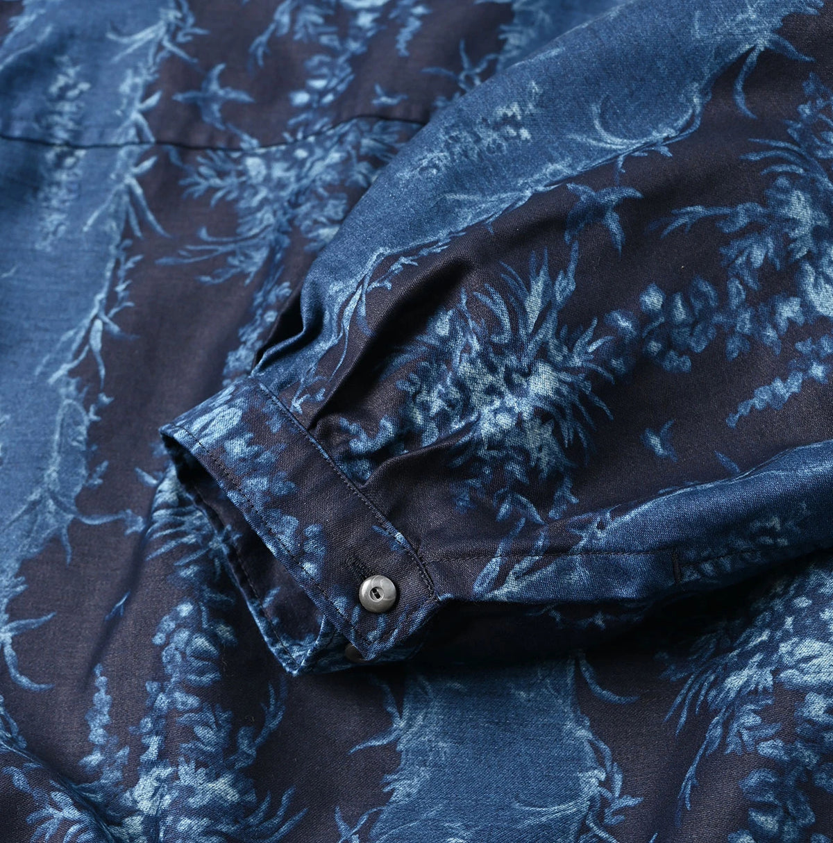 45R Indigo Chandelier Flower Print Puff Bridge Blouse - Image 13