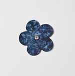 45R Indigo Chandelier Flower Print Puff Bridge Blouse