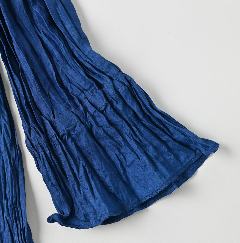 45R Ai Indigo Silk Frilled Collar Blouse - Image 11