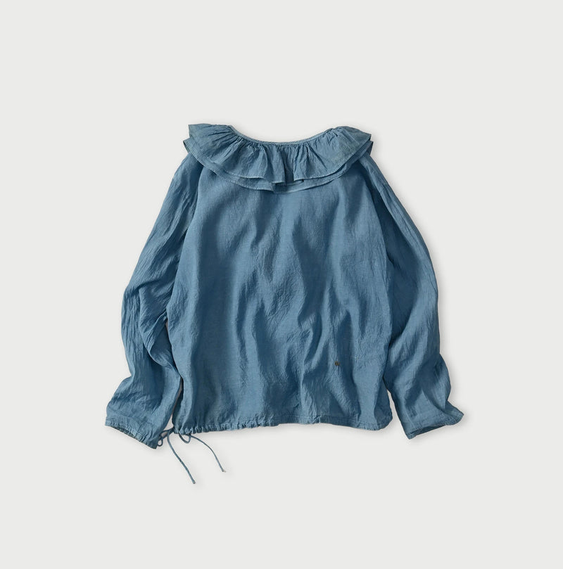 45R Ai Indigo Feather Khadi Silk Frill de T-shirt - Image 11