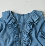 45R Ai Indigo Feather Khadi Silk Frill de T-shirt