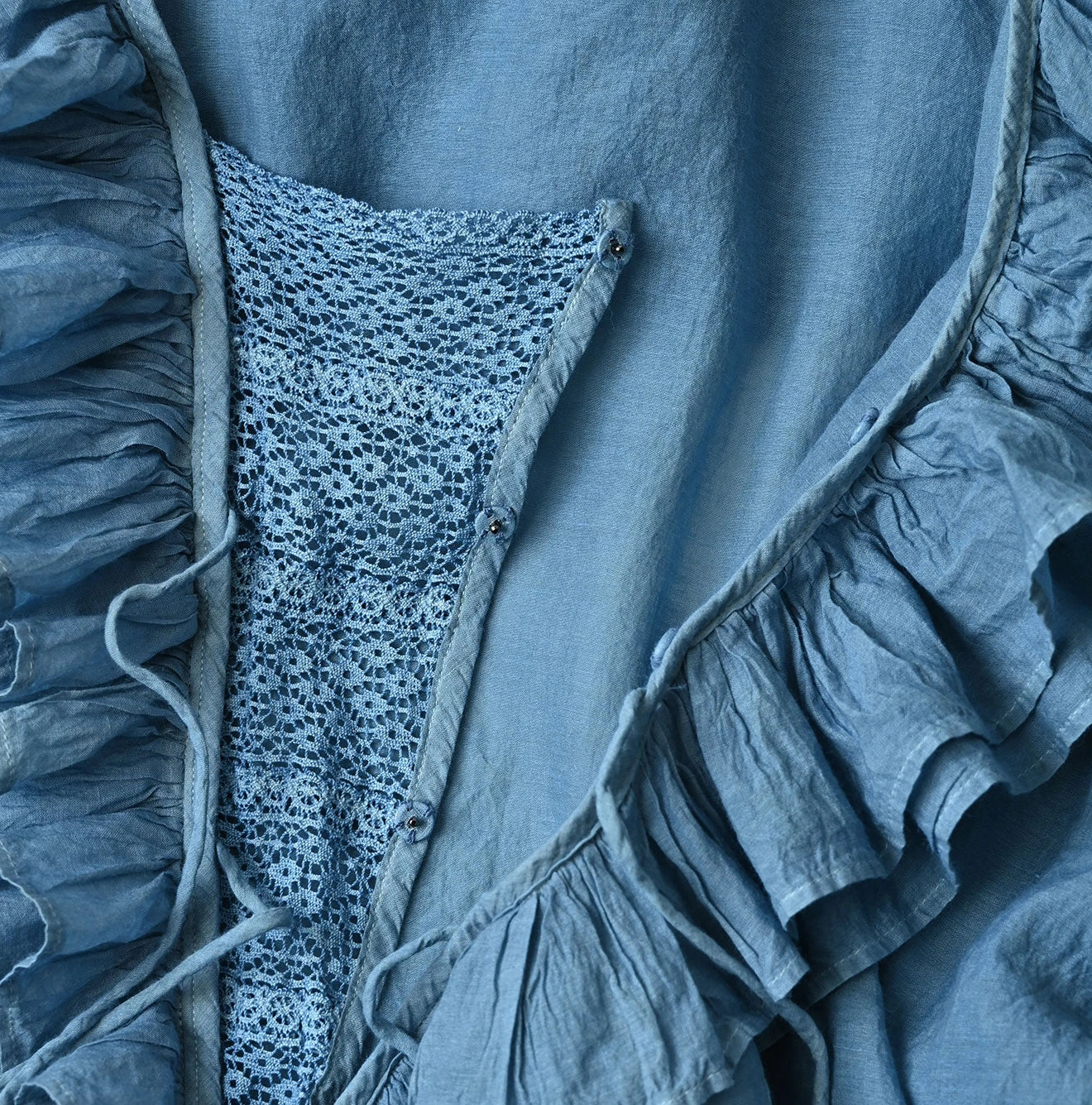 45R Ai Indigo Feather Khadi Silk Frill de T-shirt - Image 15