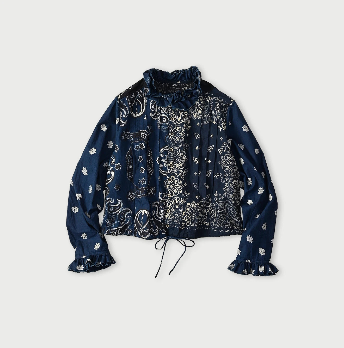 45R Indigo Bandana Mix à la Mode Patchwork Tallulah Blouse - Image 1