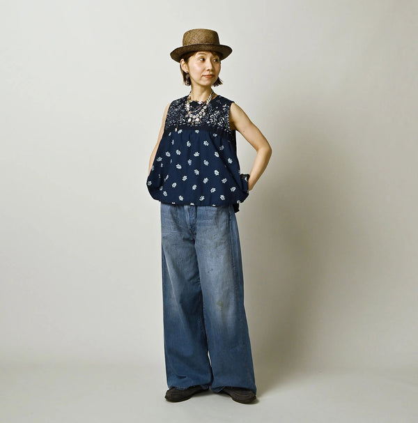 45R Indigo Bandana Mix à la Mode Sleeveless Top