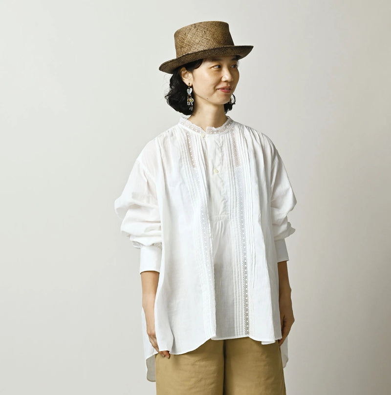 45R Khadi Lace Tuck Smock Blouse - Image 3