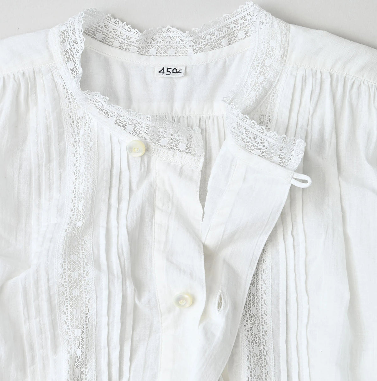 45R Khadi Lace Tuck Smock Blouse