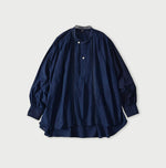 45R Ai Indigo Khadi Lace Tuck Smock Blouse