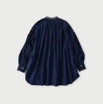 45R Ai Indigo Khadi Lace Tuck Smock Blouse