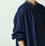 45R Ai Indigo Khadi Lace Tuck Smock Blouse
