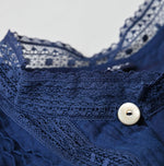 45R Ai Indigo Khadi Lace Tuck Smock Blouse