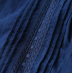 45R Ai Indigo Khadi Lace Tuck Smock Blouse