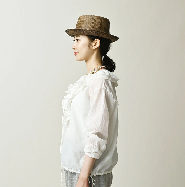 45R Feather Khadi Silk Frill de T-shirt