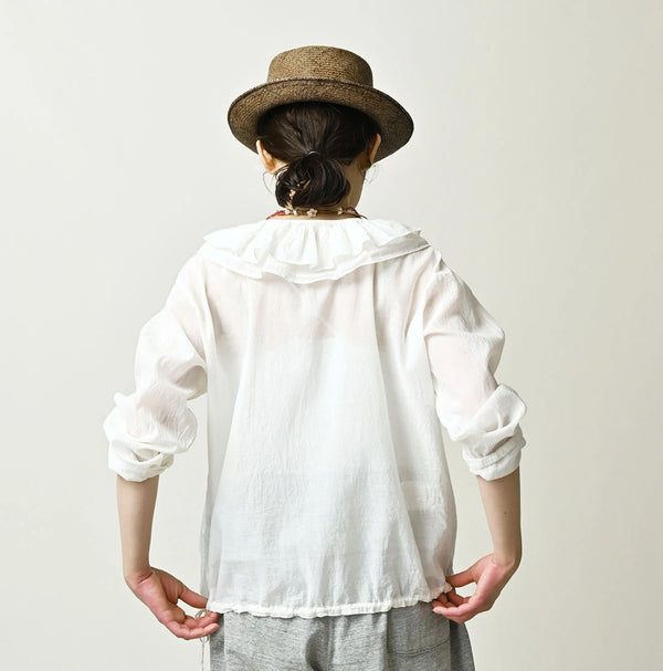 45R Feather Khadi Silk Frill de T-shirt